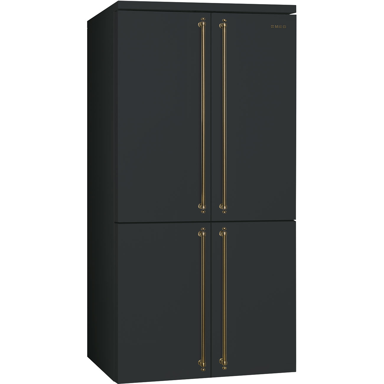 SMEG FQ60CAO5 Отдельностоящий 4-х дверный холодильник Side-by-side, No-frost, антрацит, фурнитура латунная