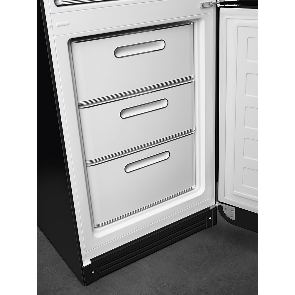 SMEG FAB32RBL5 Отдельностоящий двухдверный холодильник, стиль 50-х годов, 60 см, черный, No-frost, петли справа