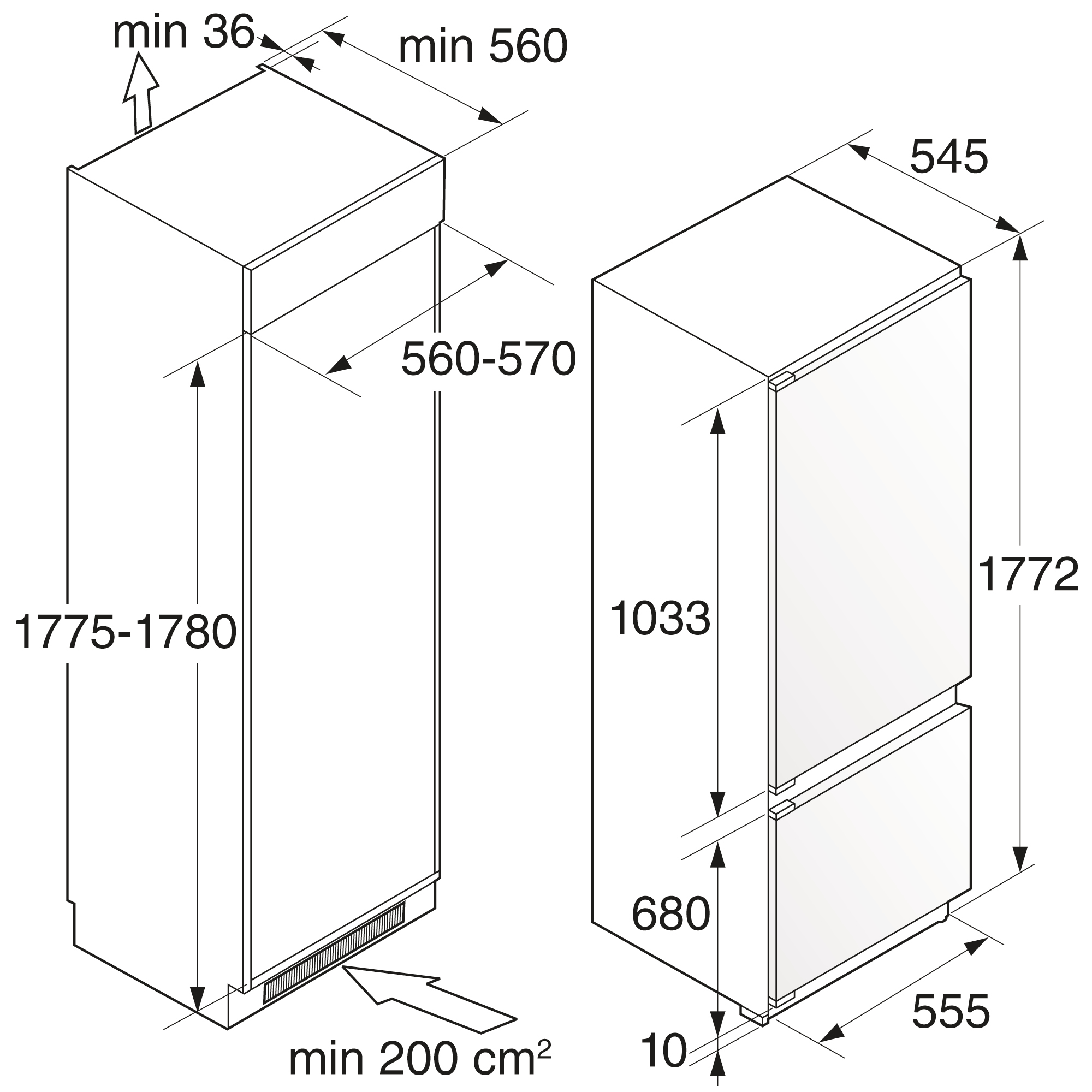 RFN31831I Встраиваемый комб. холодильник