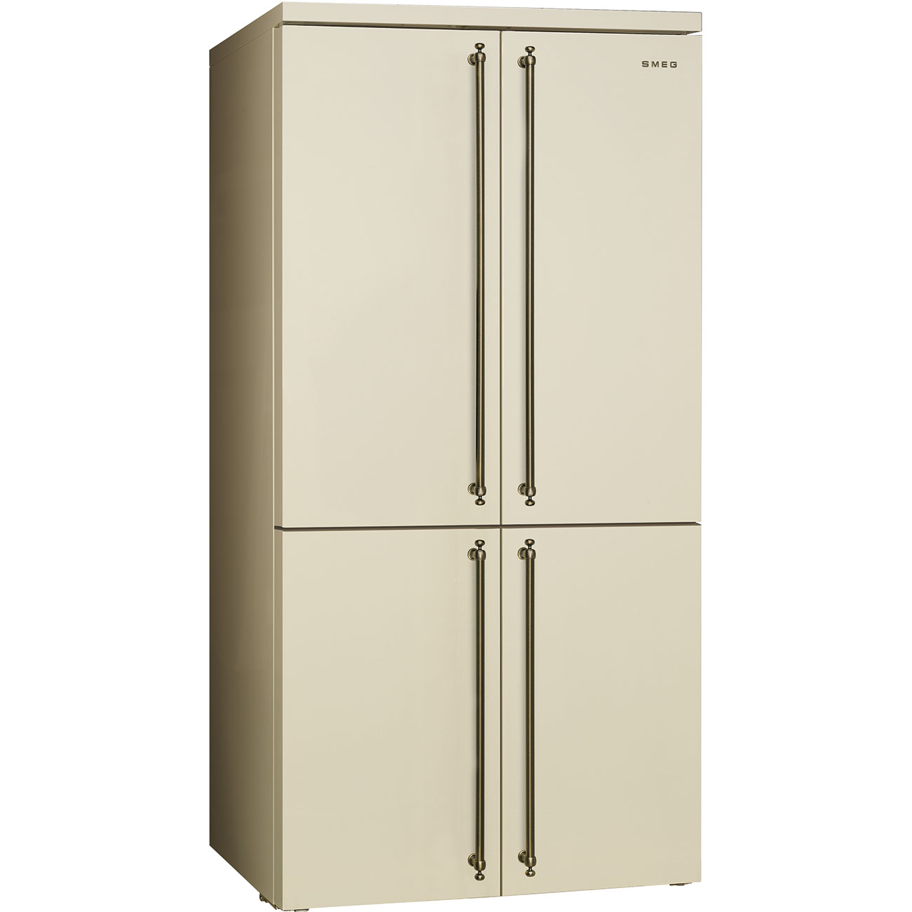 SMEG FQ60CPO5 Отдельностоящий 4-х дверный холодильник Side-by-side, No-frost, кремовый, фурнитура латунная