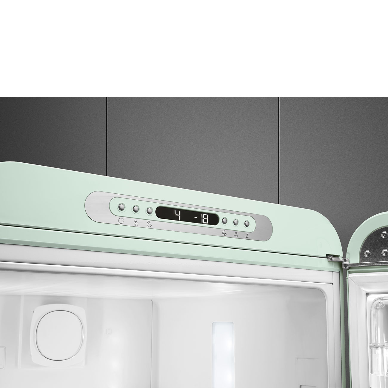 SMEG FAB32RPG5 Отдельностоящий двухдверный холодильник, стиль 50-х годов, 60 см, светло-зеленый, No-frost, петли справа