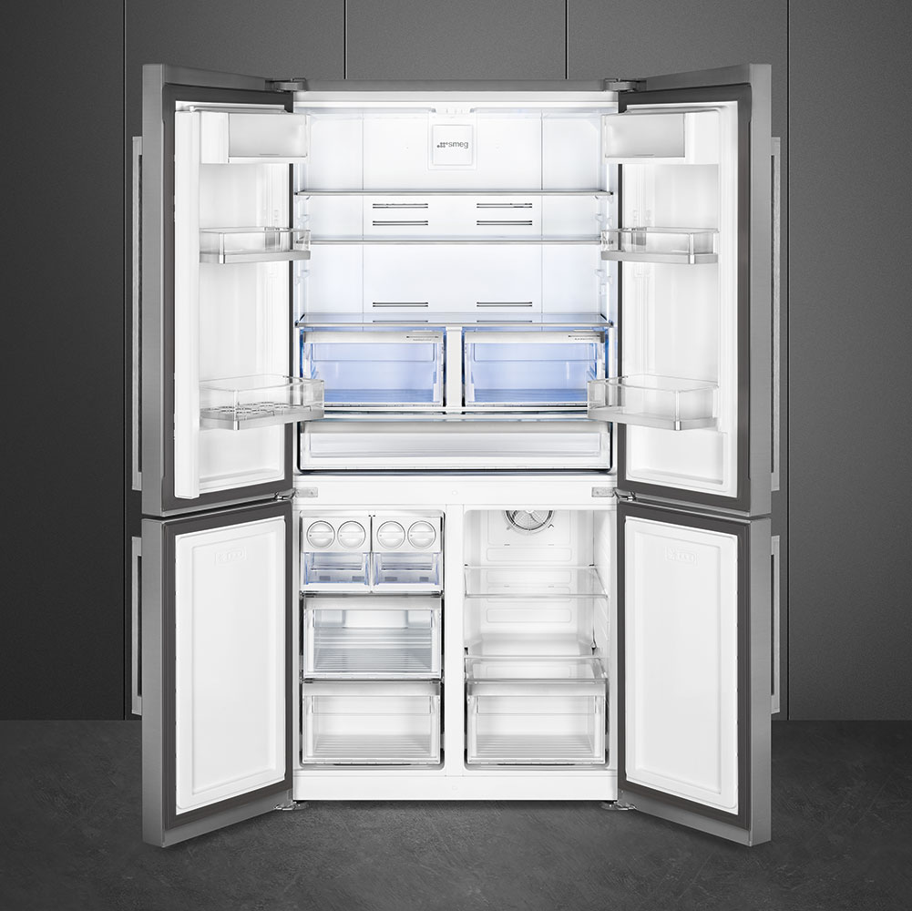 SMEG FQ60XDF Отдельностоящий 4-х дверный холодильник Side-by-Side, Эффект нержавеющей стали