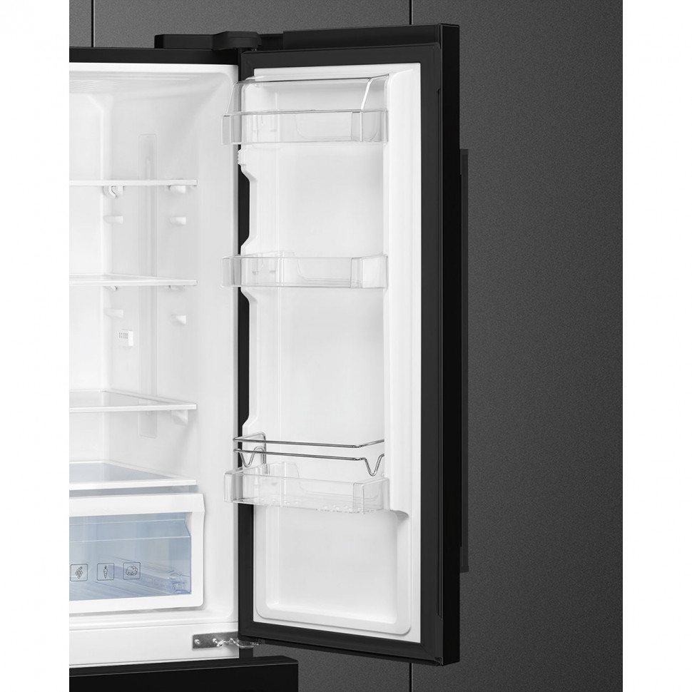 SMEG FQ55FNDE Отдельностоящий холодильник с французской дверью, 84 см, цвет чёрный