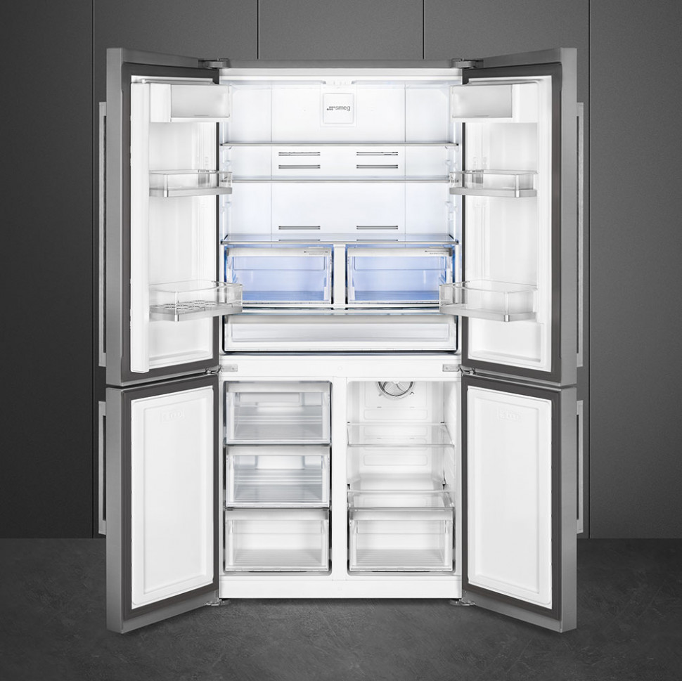 SMEG FQ60XDE Отдельностоящий 4-х дверный холодильник Side-by-Side, 90.8 см, No-frost, эффект нержавеющей стали