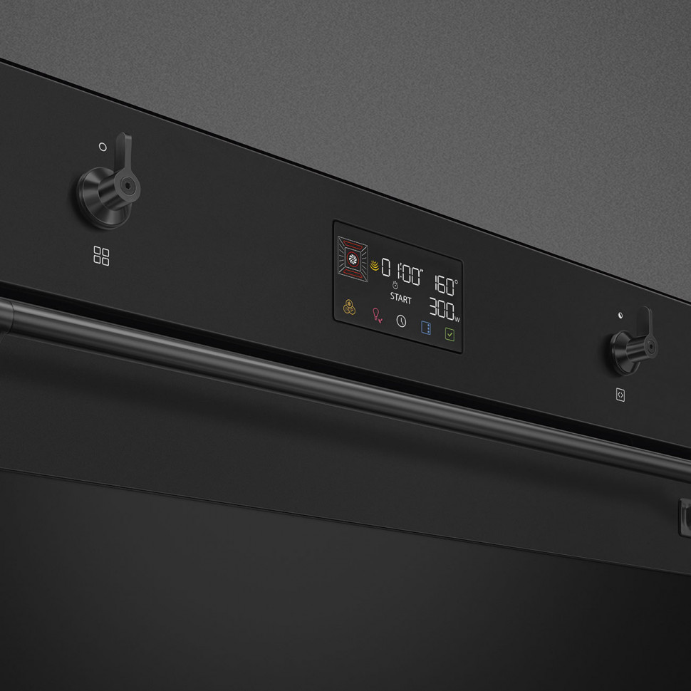 SMEG SO6302M2N Многофункциональный духовой шкаф, комбинированный с микроволновой печью, 60 см, 11 функций, цвет чёрный матовый