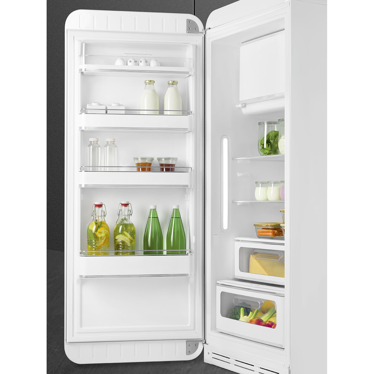 SMEG FAB28LWH5 Отдельностоящий однодверный холодильник, стиль 50-х годов, 60 см, белый, петли слева