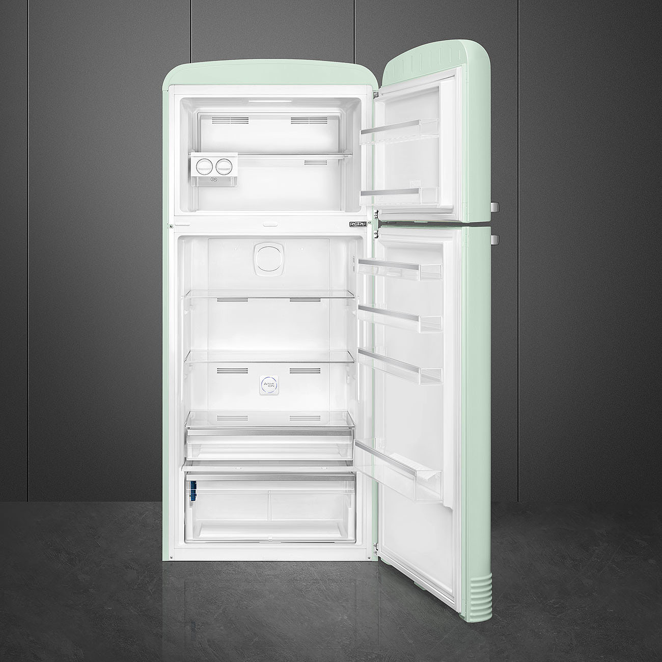 SMEG FAB50RPG5 Отдельностоящий двухдверный холодильник,стиль 50-х годов, 80 см, пастельный зеленый, No-frost, петли справа