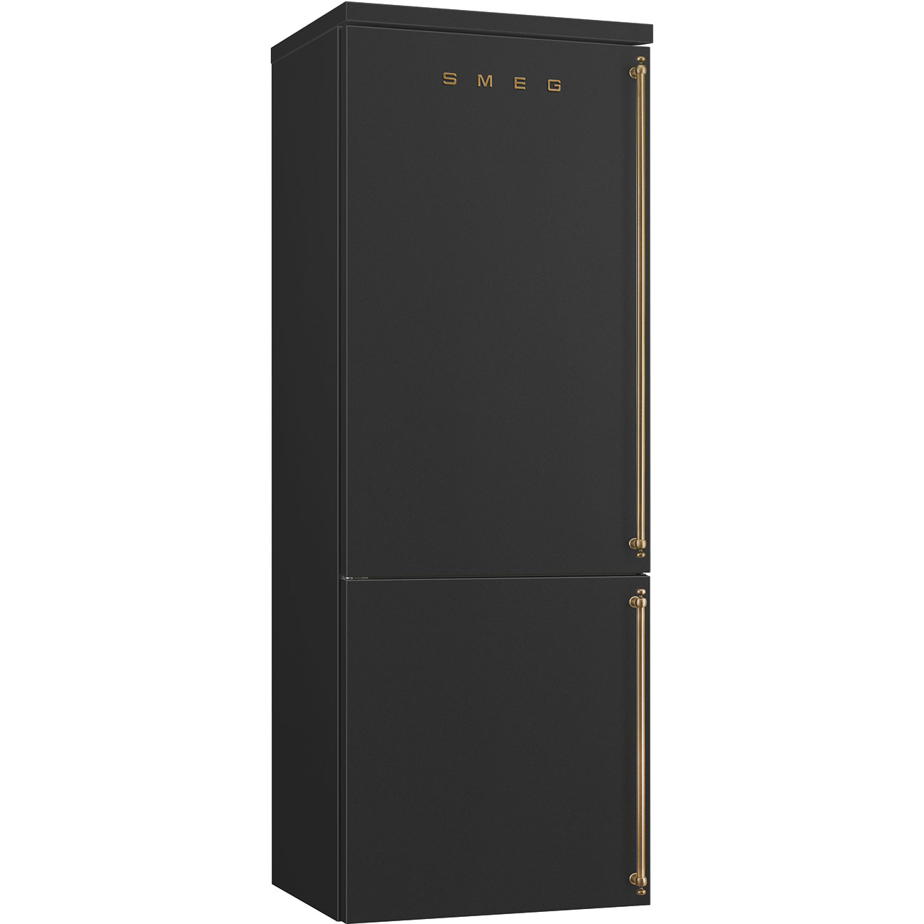 SMEG FA8005LAO5 Отдельностоящий холодильник, 70 см, антрацит, фурнитура латунная, петли слева