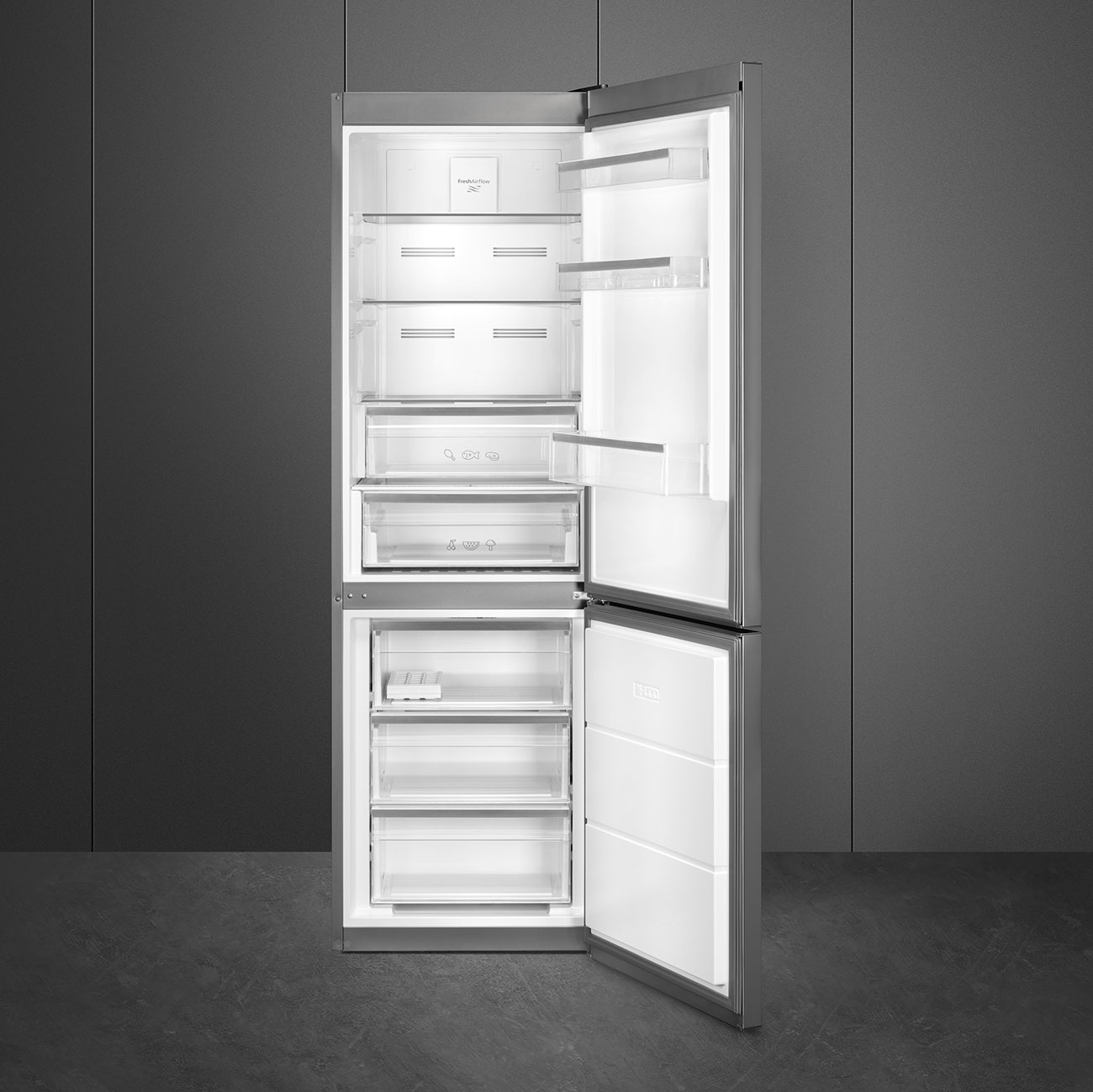 SMEG FC18EN4AX Отдельностоящий холодильник, 60 см, нержавеющая сталь с обработкой против отпечатков пальцев
