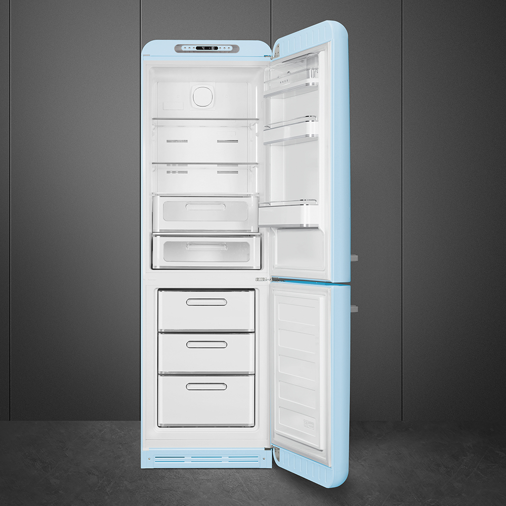 SMEG FAB32RPB5 Отдельностоящий двухдверный холодильник, стиль 50-х годов, 60 см, голубой, No-Frost, петли справа
