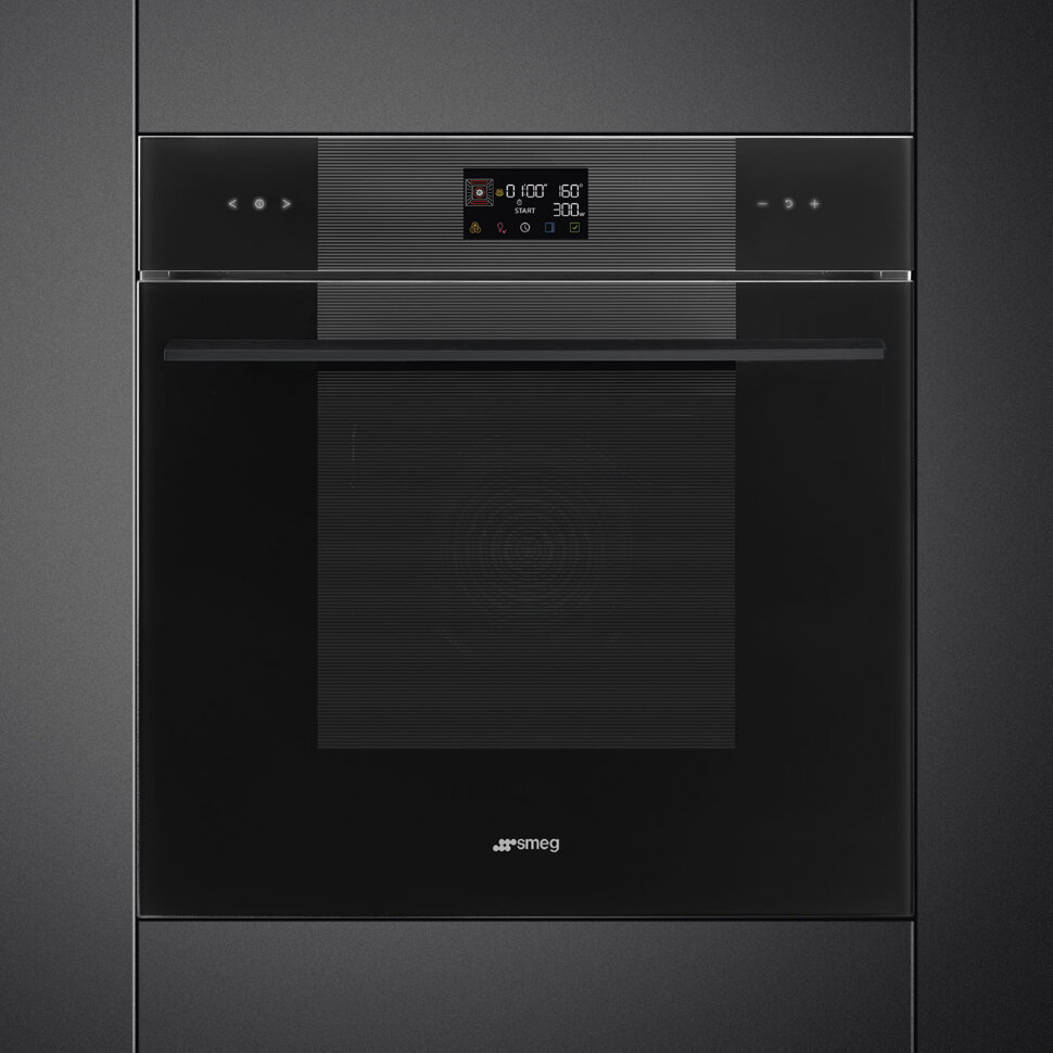 SMEG SO6102M2B3 Многофункциональный духовой шкаф, комбинированный с микроволновой печью, 60 см, 11 функций, стекло Deep Black (чёрное)