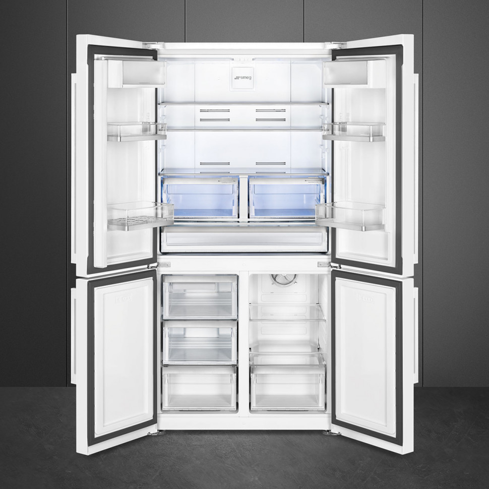 SMEG FQ60BDE Отдельностоящий 4-х дверный холодильник Side-by-Side, No-frost, 90.8 см, цвет белый