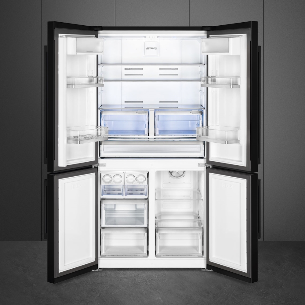 SMEG FQ60NDF Отдельностоящий 4-х дверный холодильник SIde-by-side, No-Frost, черный глянцевый