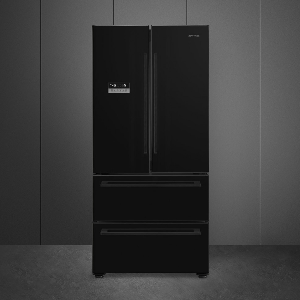 SMEG FQ55FNDE Отдельностоящий холодильник с французской дверью, 84 см, цвет чёрный