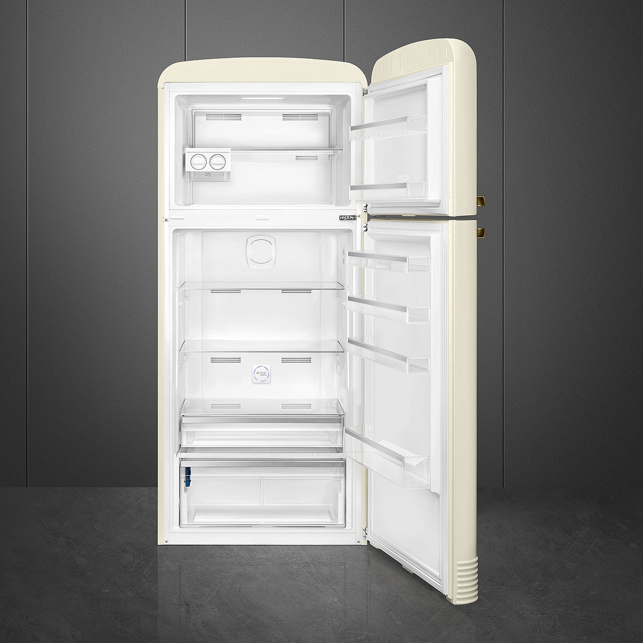 SMEG FAB50RCRB5 Отдельностоящий двухдверный холодильник,стиль 50-х годов, 80 см, кремовый, No-frost, петли справа