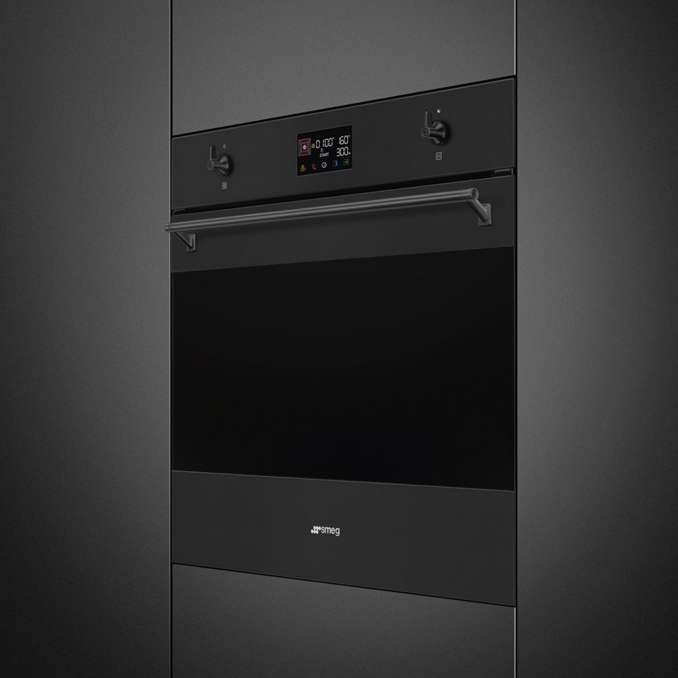 SMEG SO6302M2N Многофункциональный духовой шкаф, комбинированный с микроволновой печью, 60 см, 11 функций, цвет чёрный матовый
