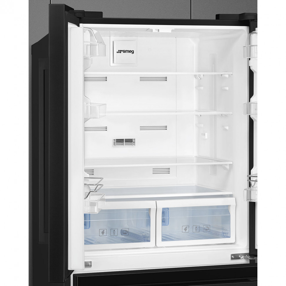 SMEG FQ55FNDE Отдельностоящий холодильник с французской дверью, 84 см, цвет чёрный
