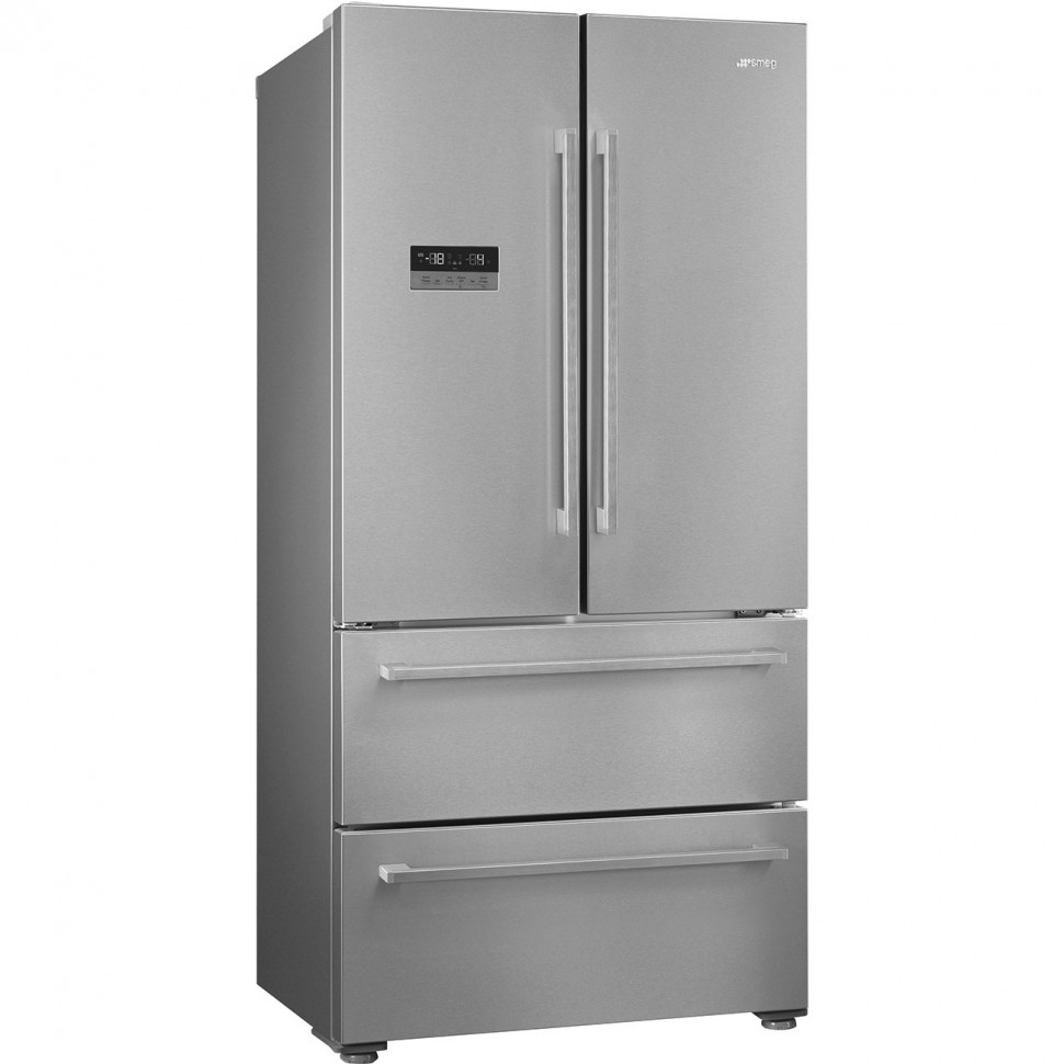 SMEG FQ55FXDE Отдельностоящий холодильник с французской дверью, 84 см, эффект нержавеющей стали