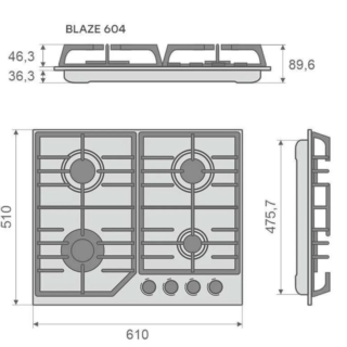Газовая варочная панель Konigin Blaze 604 BM