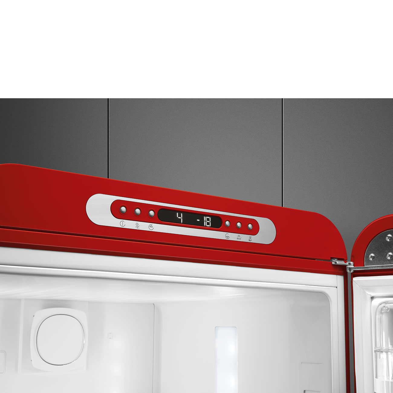 SMEG FAB32RRD5 Отдельностоящий двухдверный холодильник, стиль 50-х годов, 60 см, красный, No-frost, петли справа