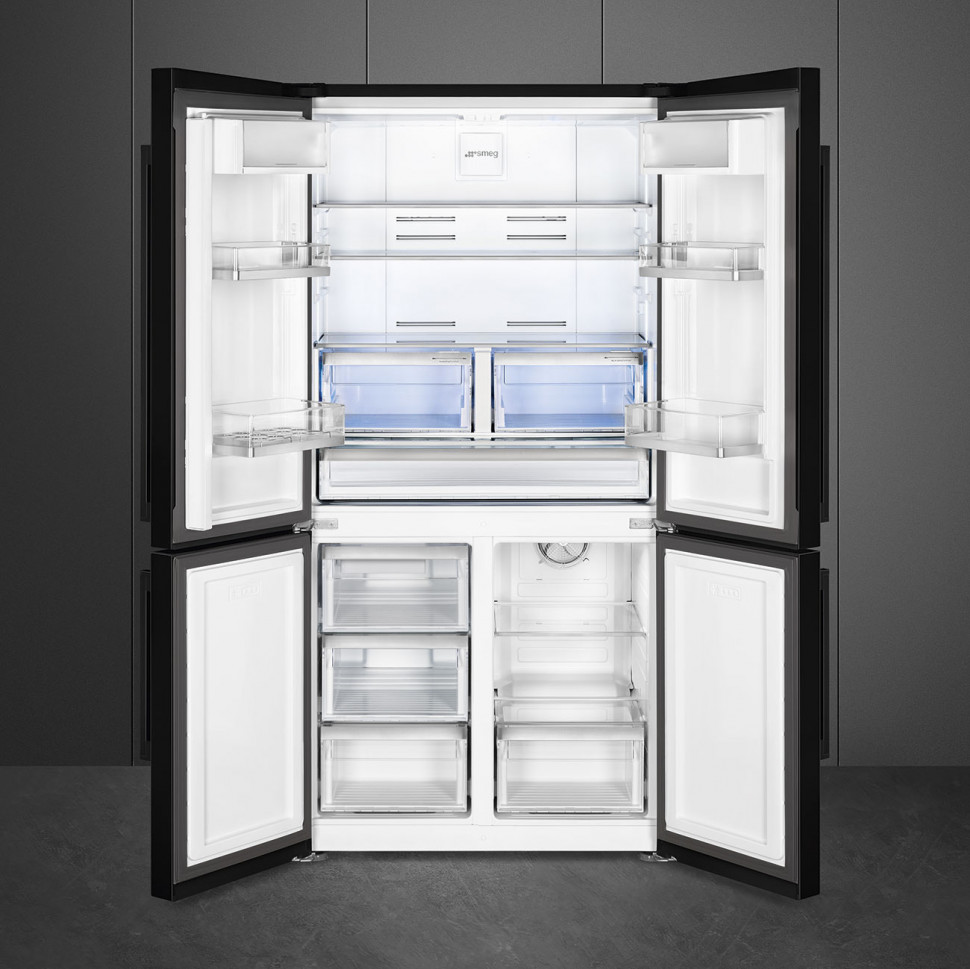 SMEG FQ60NDE Отдельностоящий 4-х дверный холодильник Side-by-Side, No-frost, 90.8 см, цвет чёрный