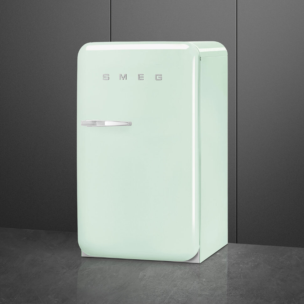 SMEG FAB10RPG5 Отдельностоящий однодверный холодильник, стиль 50-х годов, 54,5 см, пастельный зеленый, петли справа